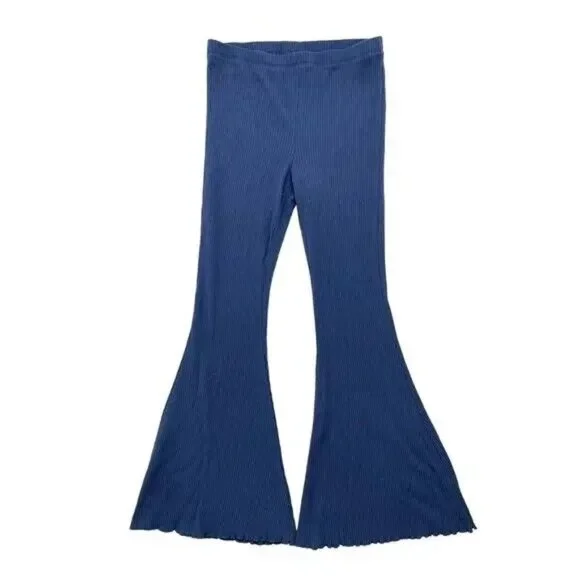 Aerie Blue Waffle Knit Pull On Flare Pants - Picture 6 of 7